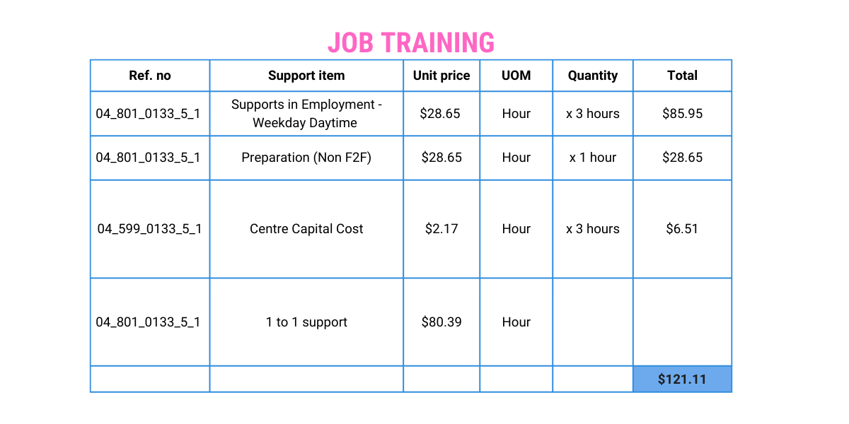 NDIS apportioned training example