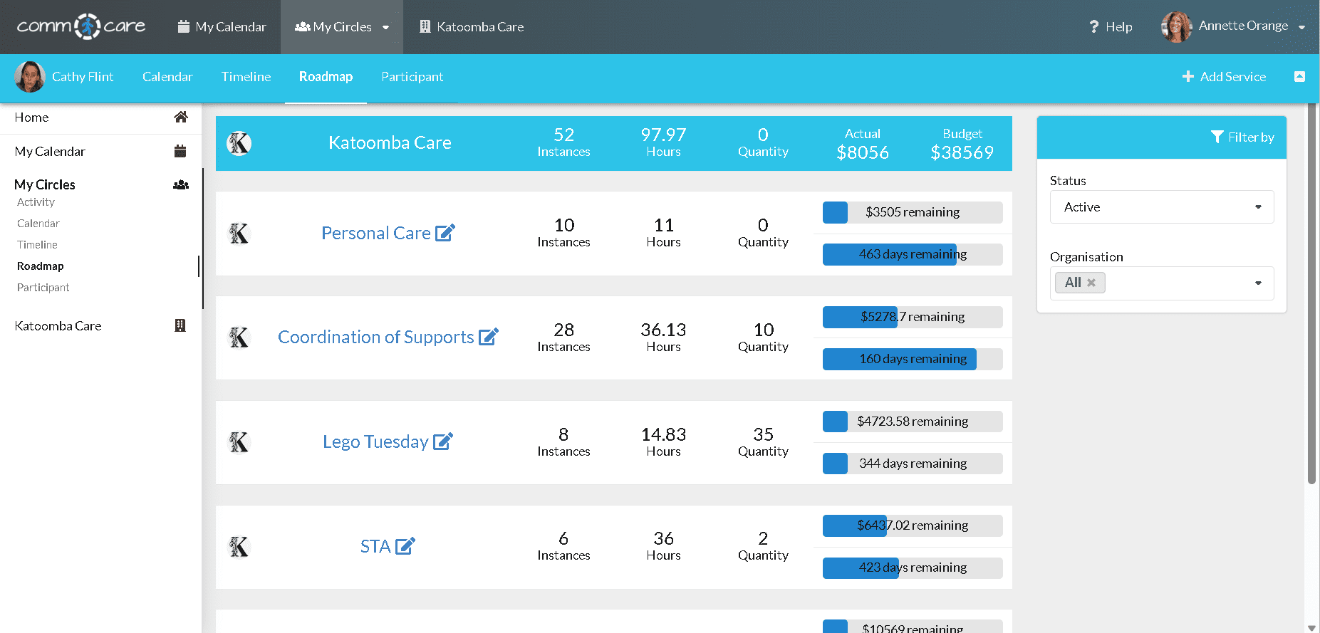 monitor your client's total available funding, budget allocation for each service, actual expenditure, budget utilisation rate, and remaining budget.