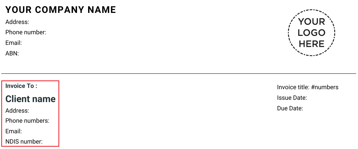 NDIS Invoice: participant details