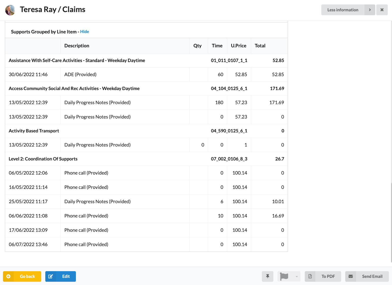 NDIS Invoice: Example NDIS invoice in Comm.care