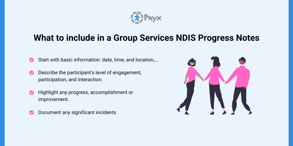 What to include in a group services NDIS Progress Notes